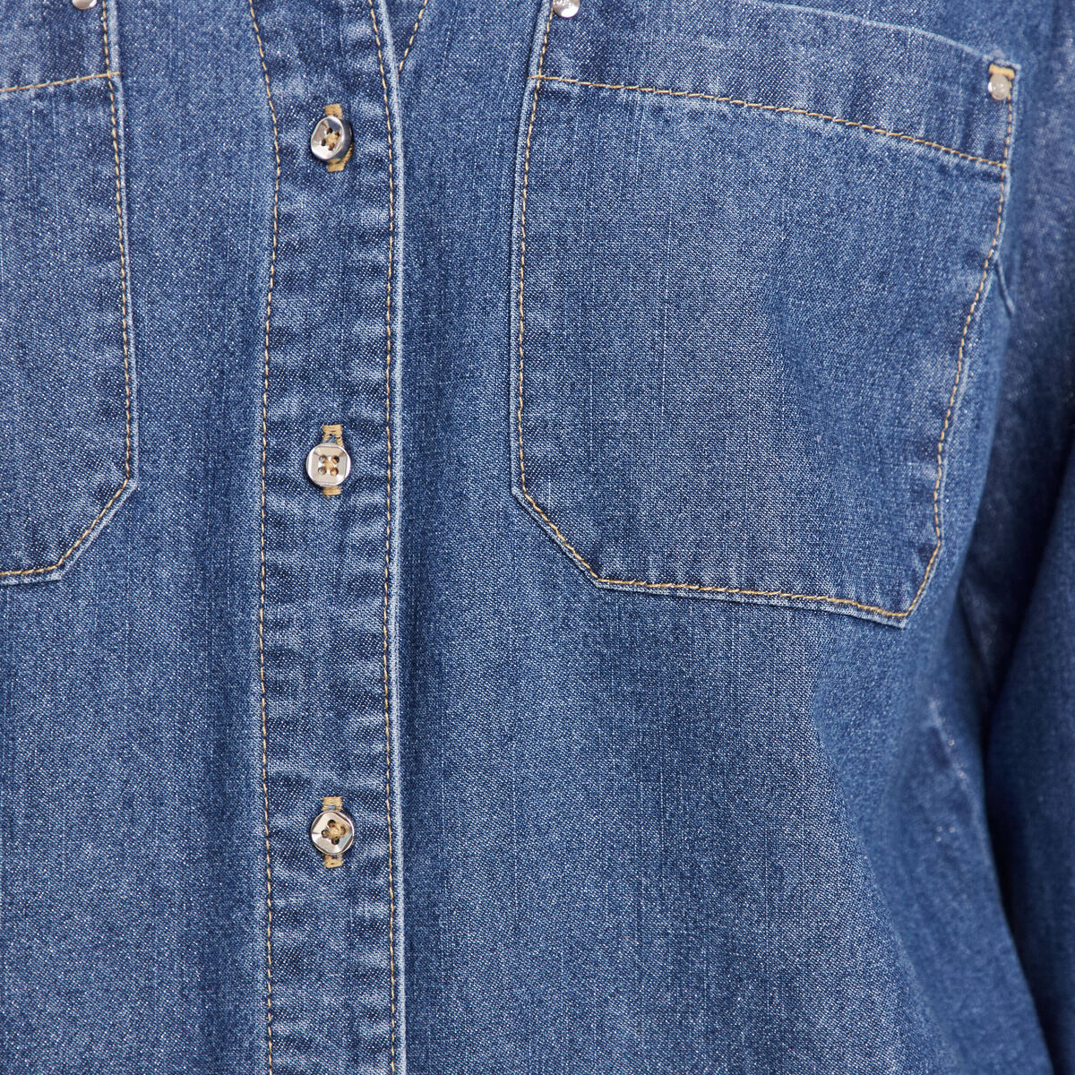 Chemise manches longues jean denim stone femme