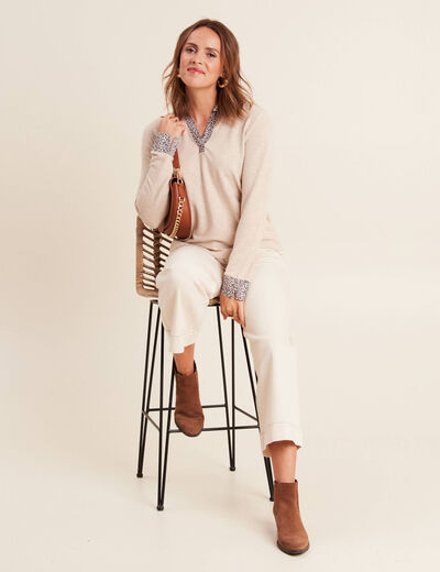 T-shirt manches longues creme femme
