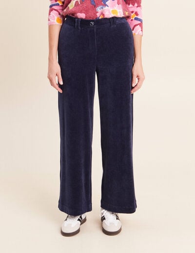 Pantalon en velours bleu marine femme
