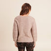 Pull col V manches longues taupe femme