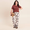Pantalon large taille haute marron femme