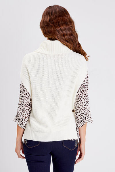 Pull manches courtes ecru femme