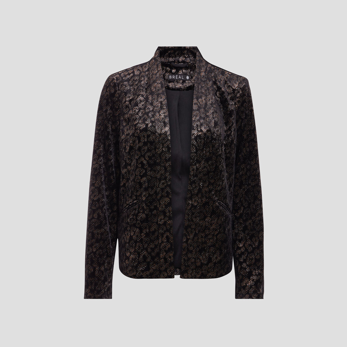 Veste droite velours noir femme