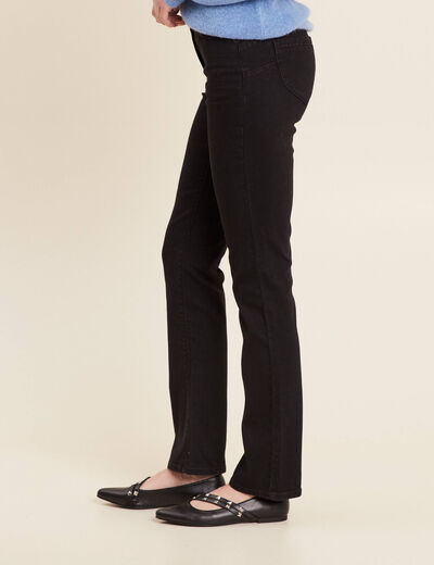 Jean droit taille basculée noir femme