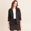 Veste cintr&eacute;e col ch&acirc;le manches 3/4 noir femme