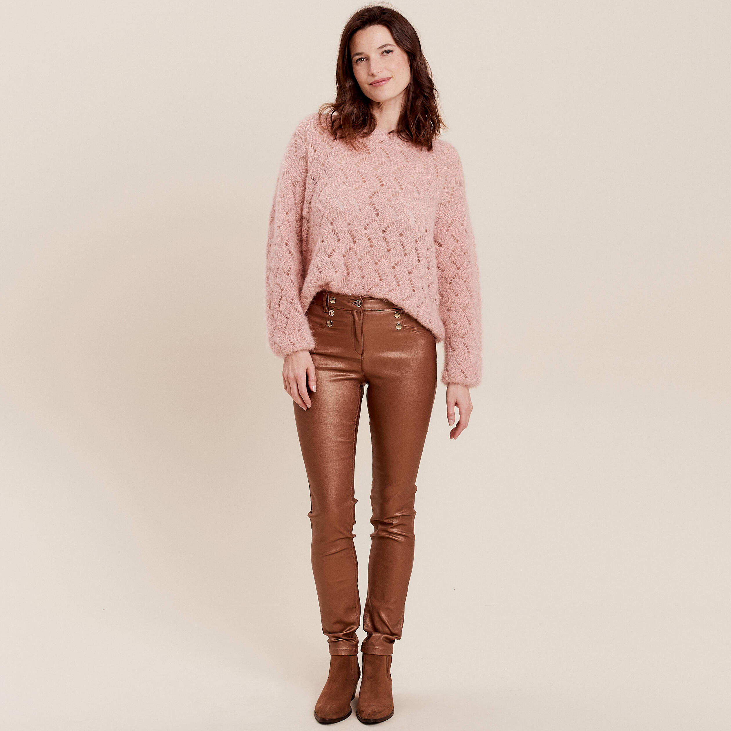 Pantalon sales enduit marron
