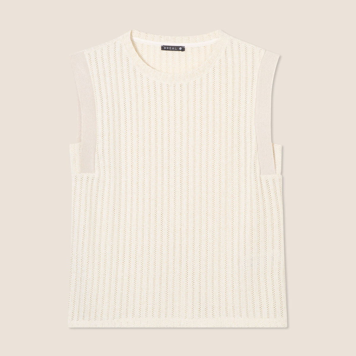 T-shirt sans manches ecru femme