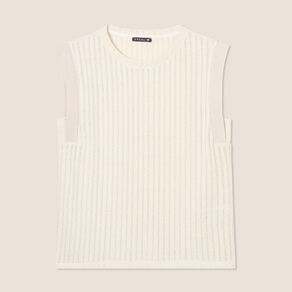 T-shirt sans manches ecru femme