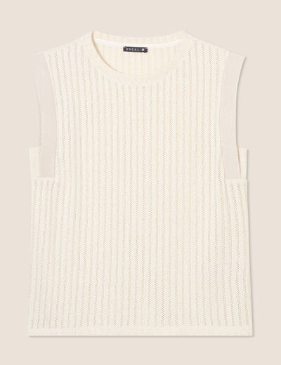 T-shirt sans manches ecru femme