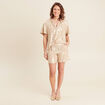 Blouse ample manches courtes beige fonce femme