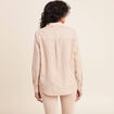Chemise en coton brod&eacute;e manches longues marron femme