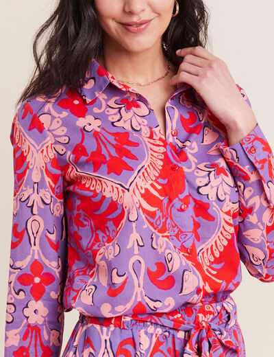 Chemise manches longues rouge femme