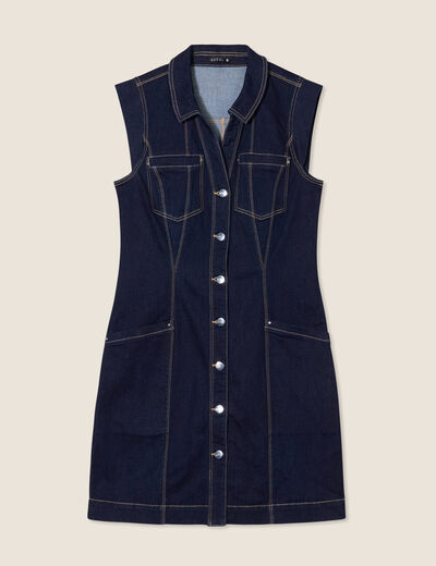 Robe droite en jean denim brut femme