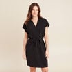 Robe droite ceinture nouée noir femme