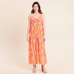 Robe longue &eacute;vas&eacute;e &agrave; fines bretelles orange femme