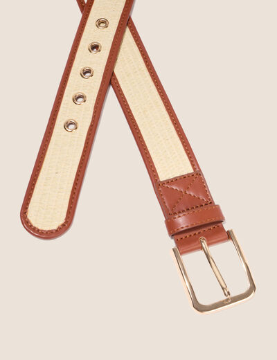 Ceinture large camel femme