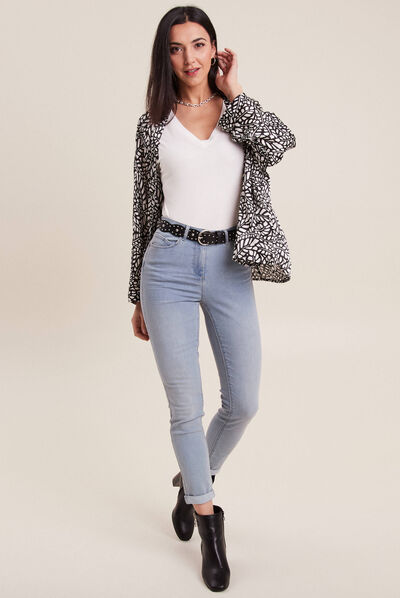 Jeans ajusté taille standard denim baby bleu femme