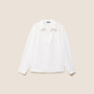 Blouse ample manches longues col chemise ecru femme