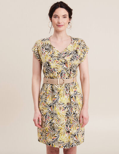 Robe droite ceinturée vert femme