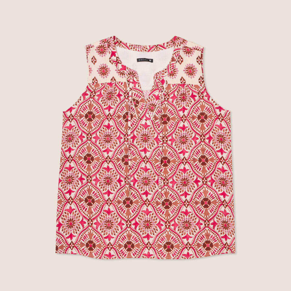 Blouse fluide sans manches rose femme