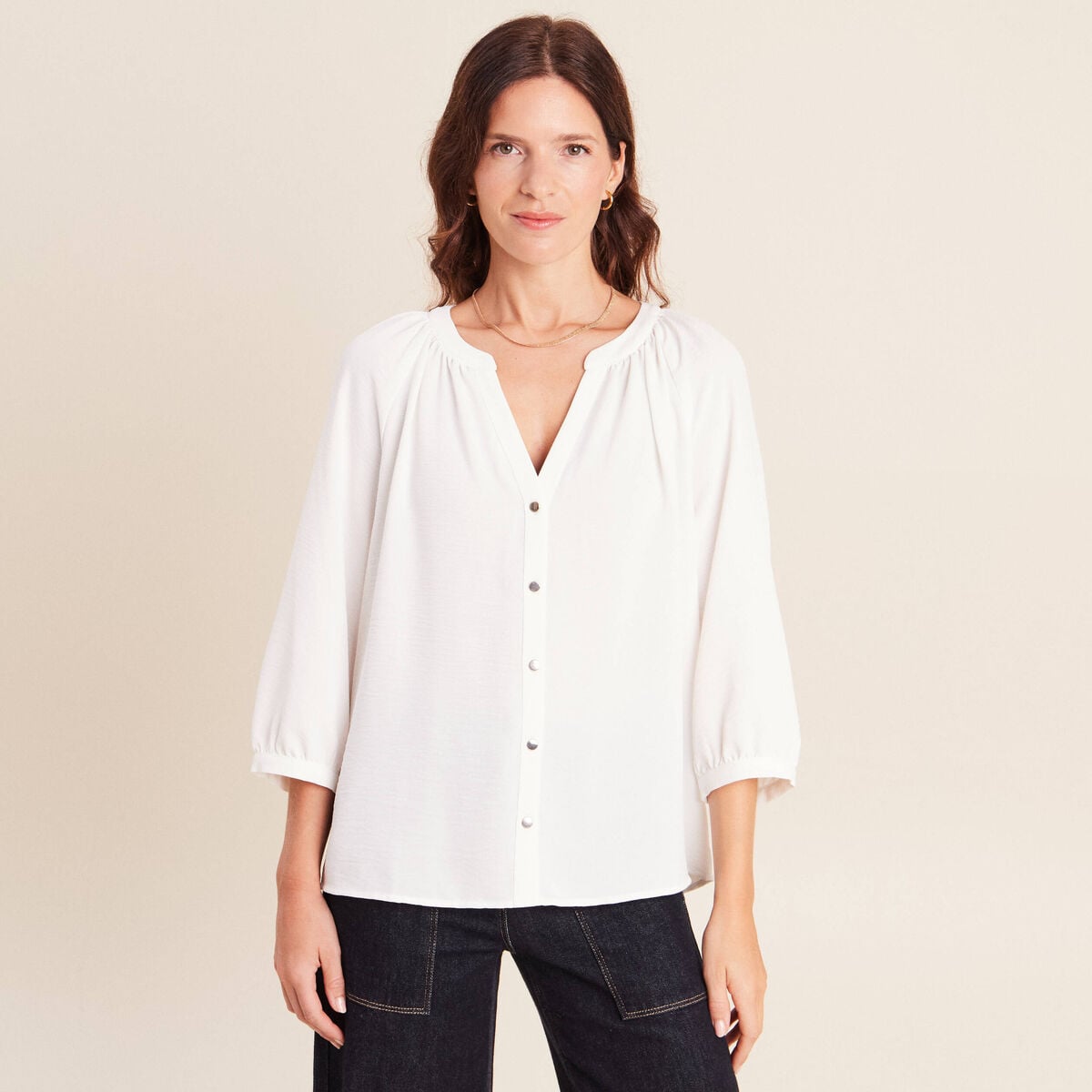 Chemise manches 3/4 ecru femme