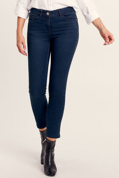 Jean ajusté à sequins denim brut femme