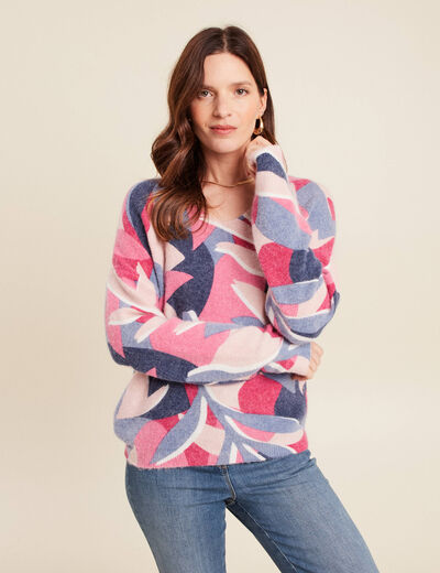 Pull manches longues rose femme