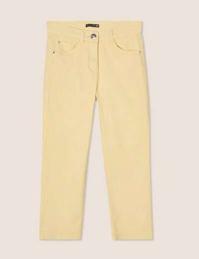 Pantacourt droit taille standard jaune clair femme