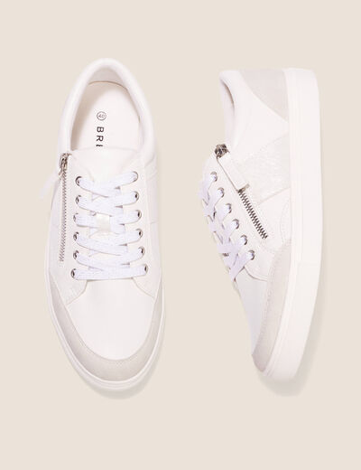 Tennis plates détails zippés blanc femme