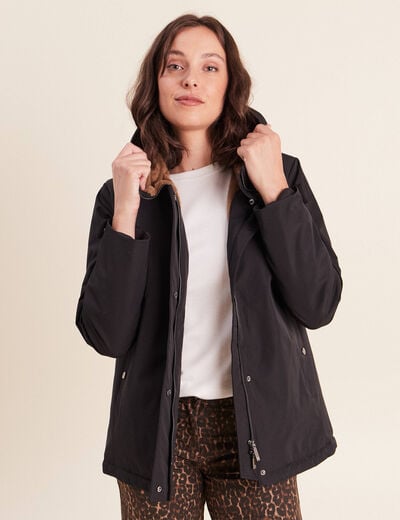 Parka doubl&eacute;e avec capuche noir femme