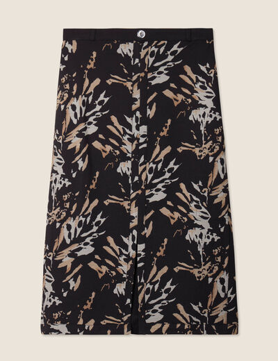 Jupe réversible midi droite fendue noir femme