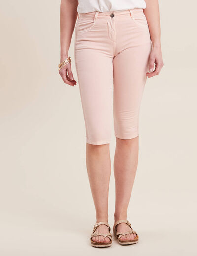 Pantacourt ajusté taille basse rose pastel femme