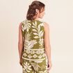 Blouse droite courte sans manches vert kaki femme