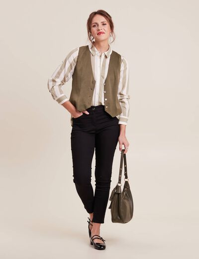 Chemise manches longues vert kaki femme