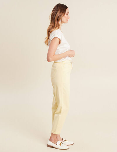 Jean large à coulisse jaune clair femme
