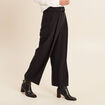 Pantalon droit 7/8&egrave;me taille haute noir femme