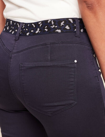 pantalon taille basculée bleu foncé femme