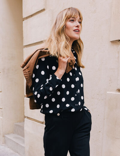 Chemise fluide manches longues noir femme