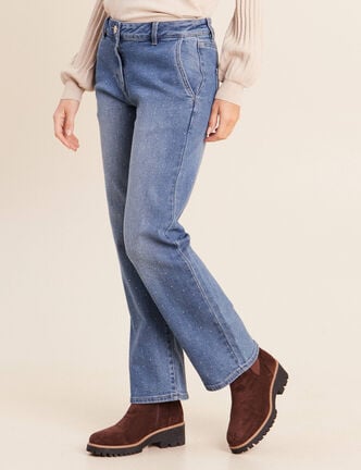Jean avec strass denim stone femme