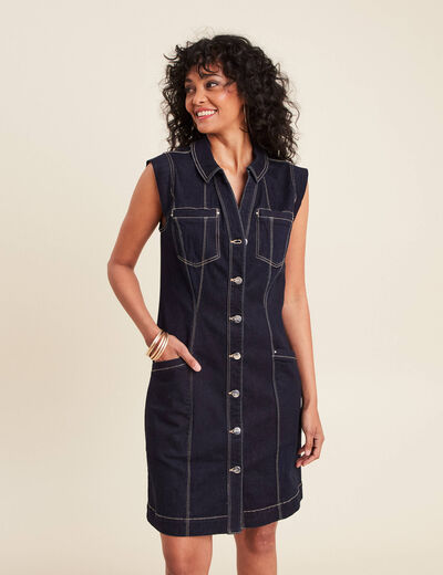 Robe droite en jean denim brut femme
