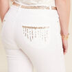 Pantalon ajusté sequins blanc femme