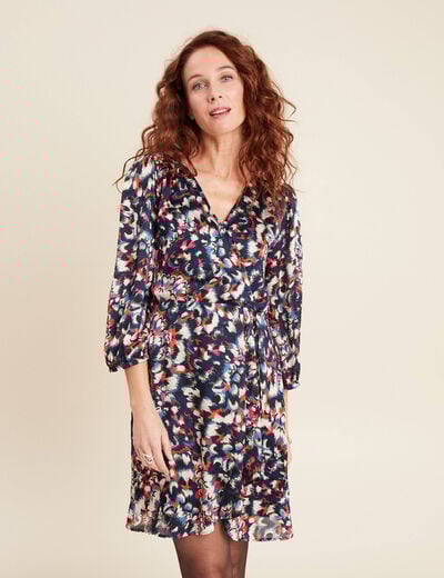 Robe portefeuille fluide noir femme