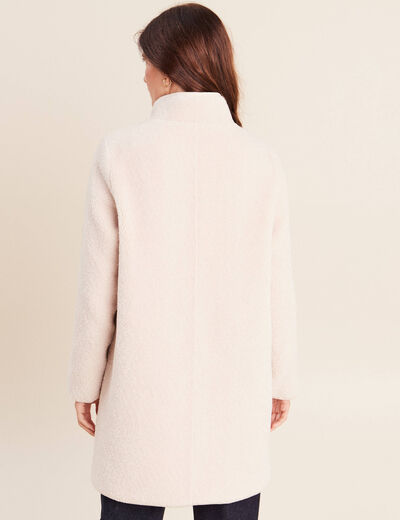 Manteau bouclette doubl&eacute; manches longues ivoire femme