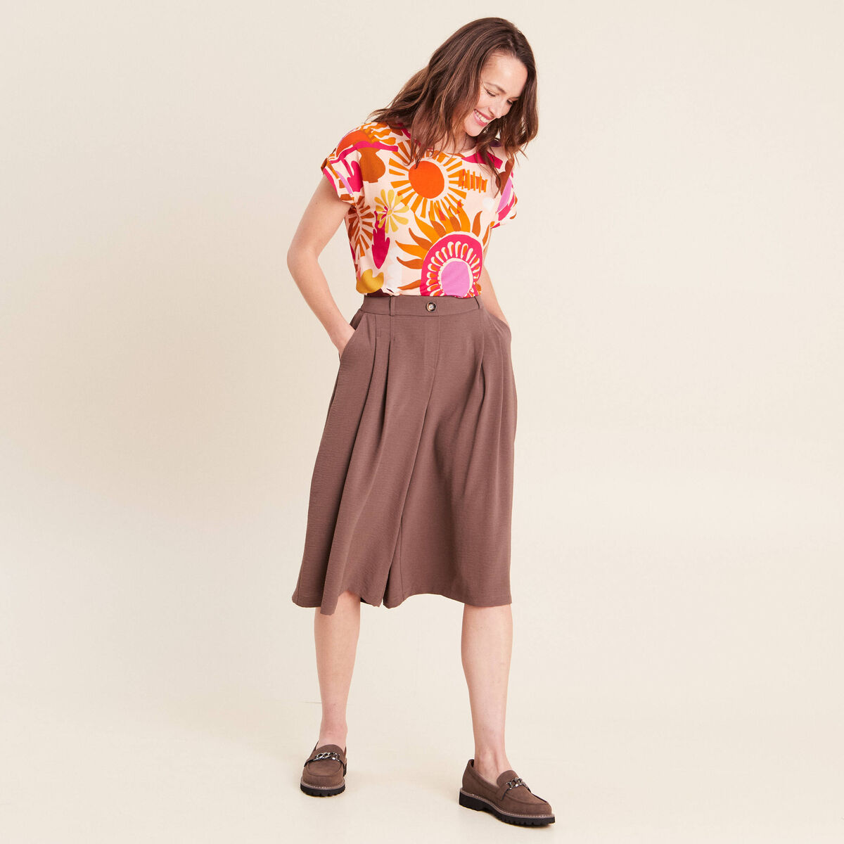 T-shirt manches courtes multicolore femme