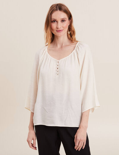 Blouse manches 3/4 ivoire femme