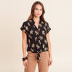 Chemise ample manches courtes noir femme