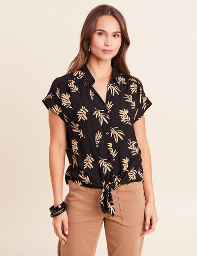 Chemise ample manches courtes noir femme
