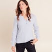 Pull col tunisien denim snow gris femme