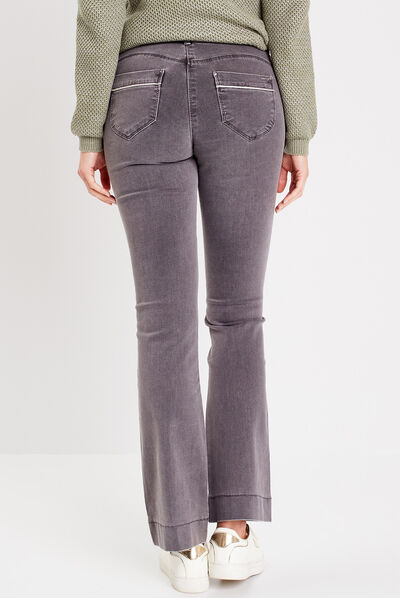 Pantalon bootcut denim gris femme