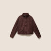 Veste col montant doubl&eacute;e marron fonc&eacute; femme